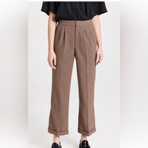 NWOT PAIGE Brown Checked Wide Leg Pants